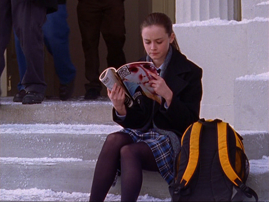 Rory Gilmore reading 'The Big Takeover'