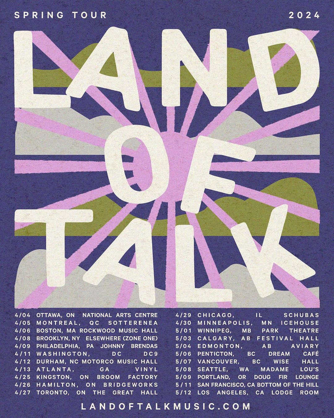 land of talk 2024 tour dates
